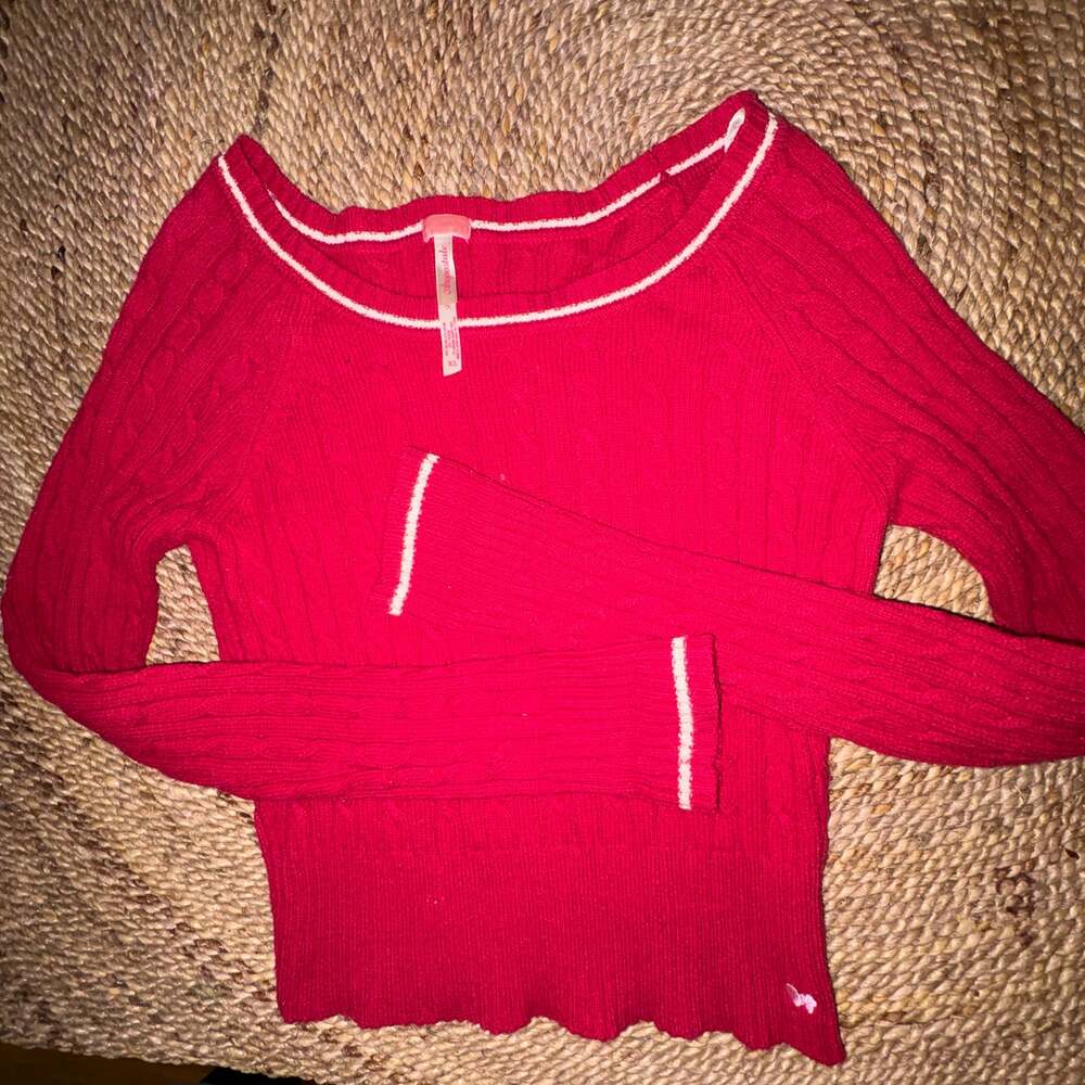 Y2K Aeropostale Red Cable Knit Sweater Vintage 2000s Size XL